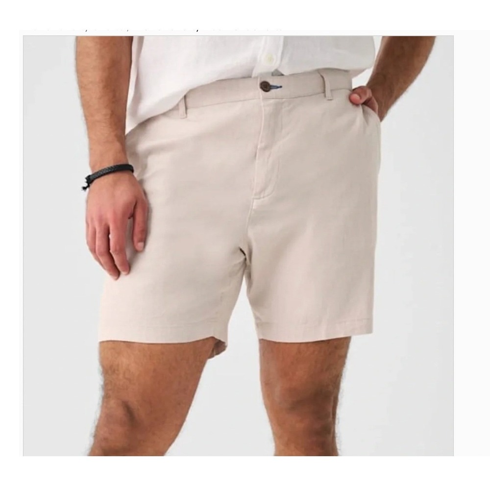 Faherty Tradewinds Linen Blend Shorts Mens 30 Beige MBU2304-DOR Organic Cotton